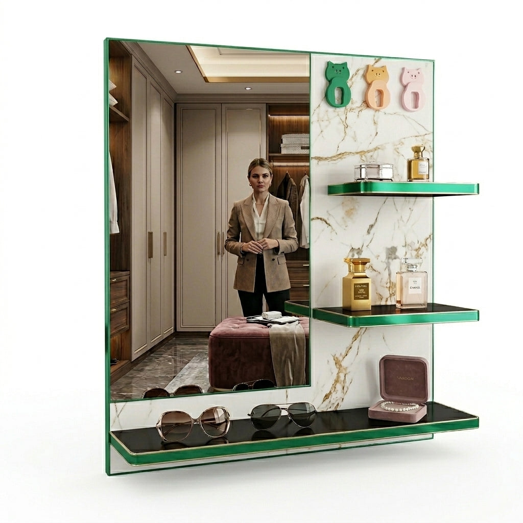 Green Wall Mirror Shelf