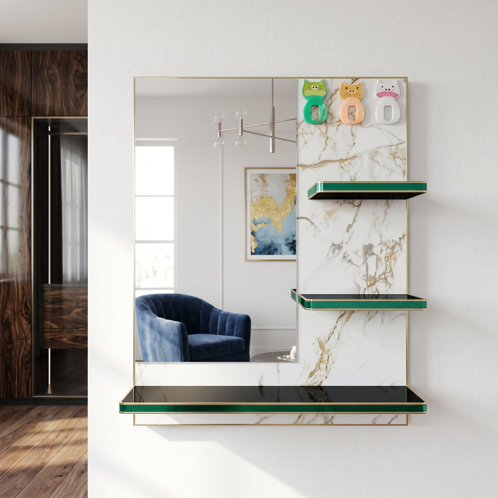 Green Wall Mirror Shelf